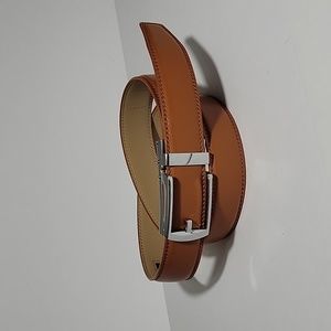 Men's Cognac Brown with Silver Buckle Adjustable Ratchet Belt 34